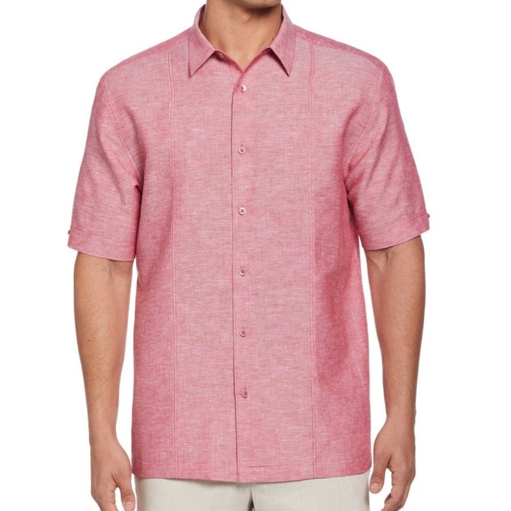 Cubavera Men's Casual Pink Button Down Shirt